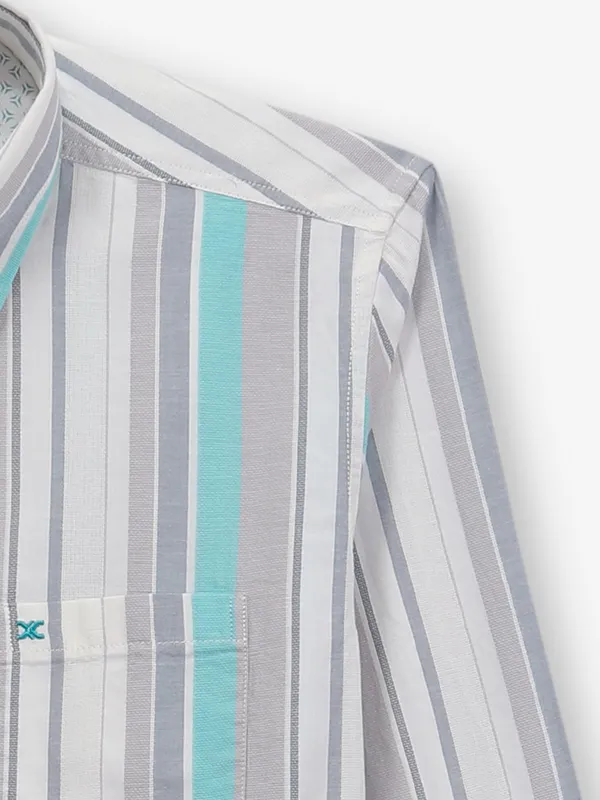 KILLER white and aqua cotton shirt