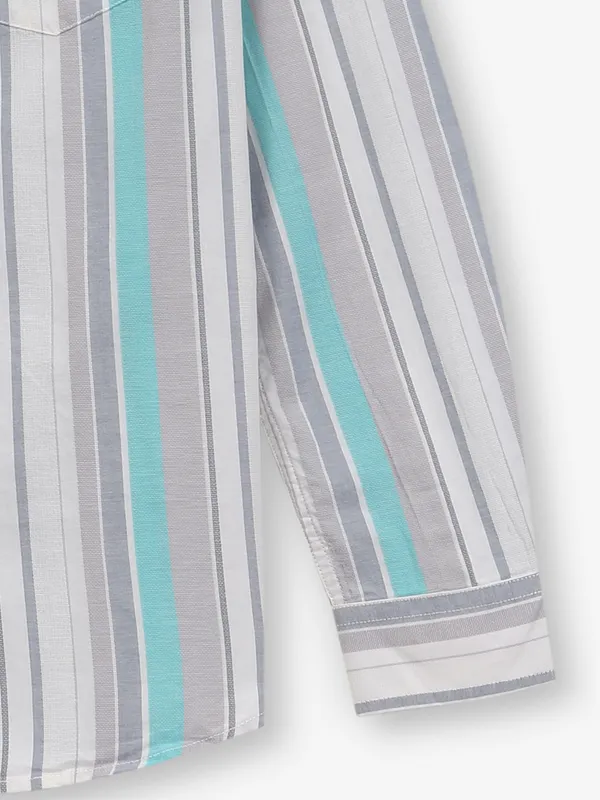 KILLER white and aqua cotton shirt