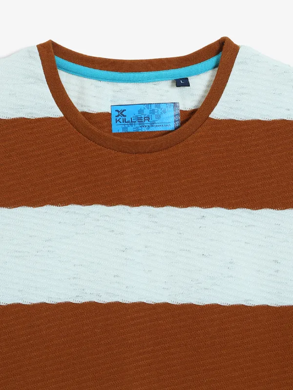 KILLER white and brown stripe casual t-shirt