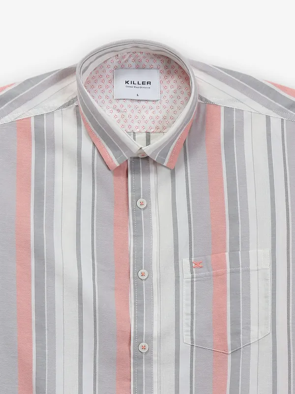 KILLER white and peach cotton shirt