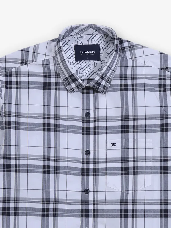 KILLER white checks cotton shirt for mens