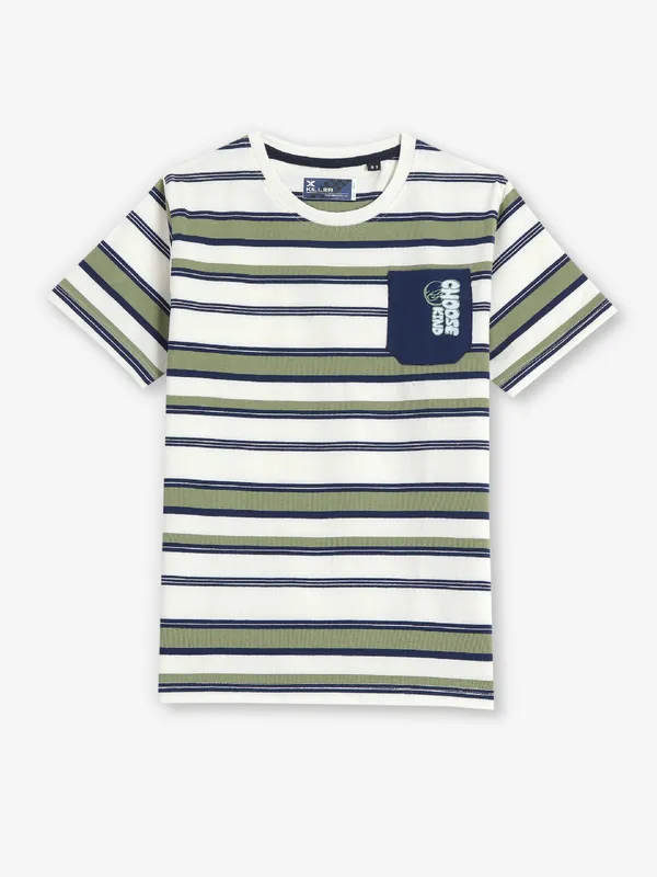 KILLER white cotton stripe slim fit t-shirt