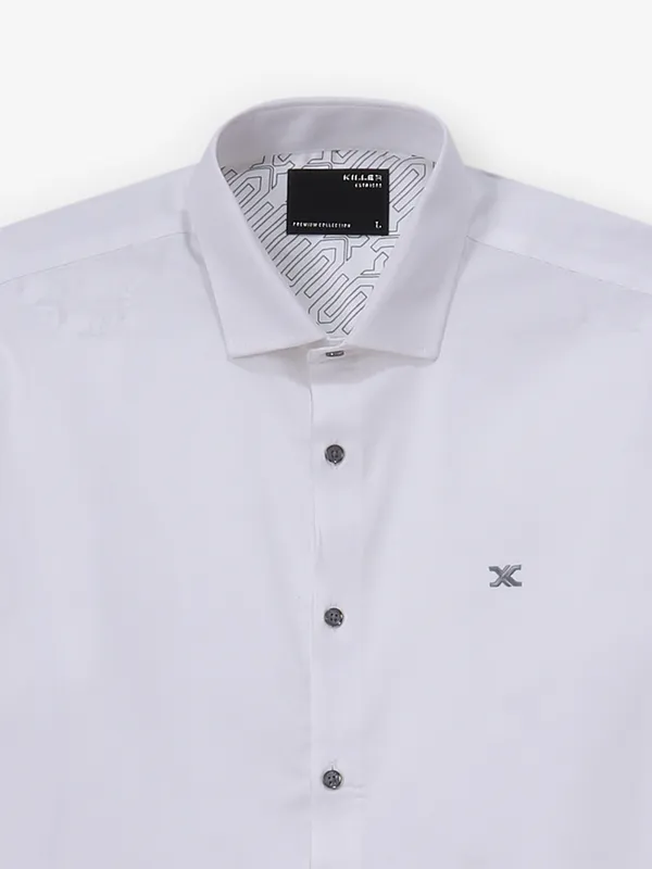 KILLER white plain cotton casual shirt