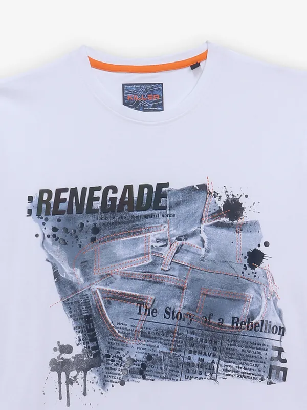 KILLER white printed casual cotton t-shirt