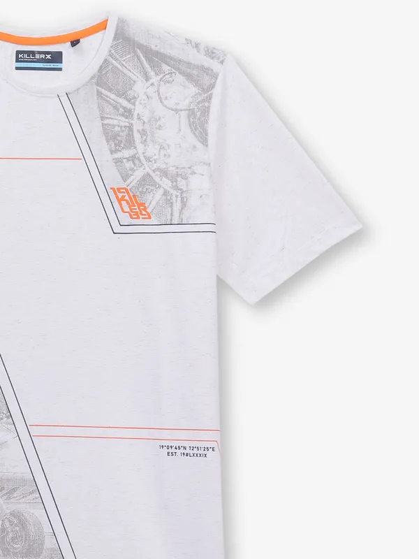 KILLER white printed casual cotton t-shirt for men