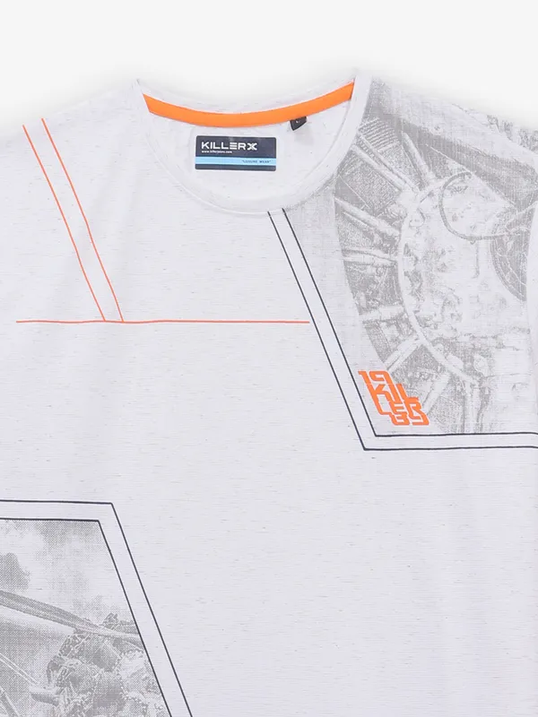 KILLER white printed casual cotton t-shirt for men