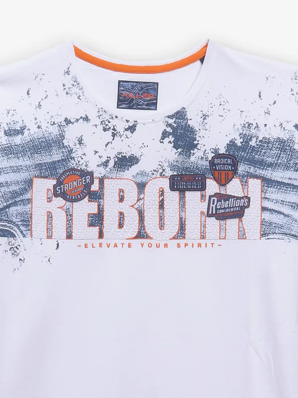 KILLER white printed cotton t-shirt for men