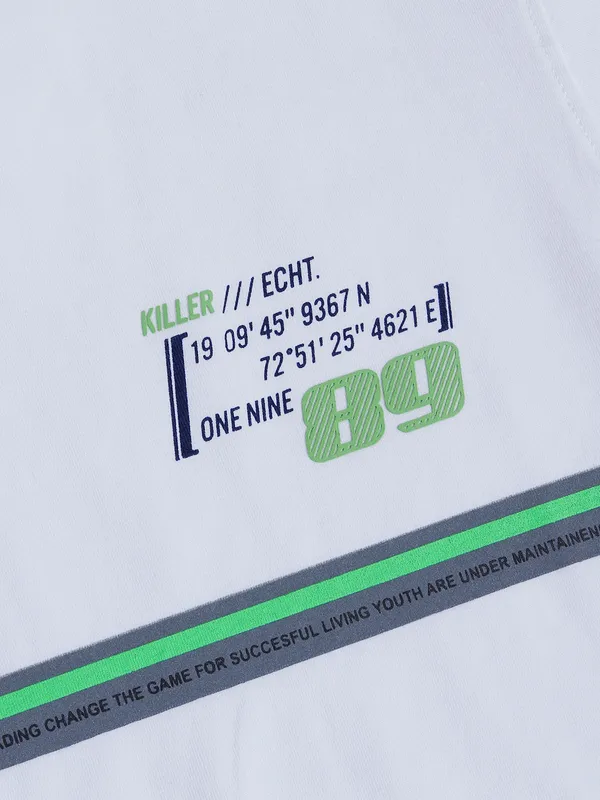 Killer white printed slim fit t shirt