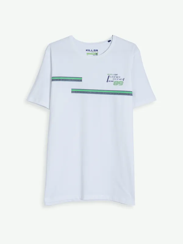 Killer white printed slim fit t shirt