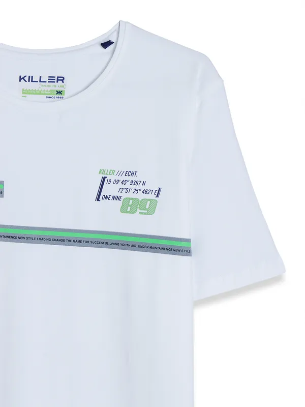 Killer white printed slim fit t shirt