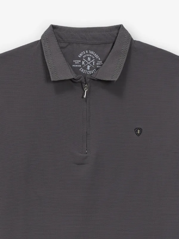KNITS N THREADS dark grey cotton t-shirt