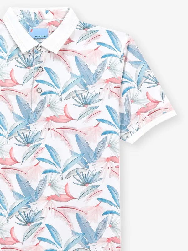 KNITS N THREADS white and blue printed t-shirt