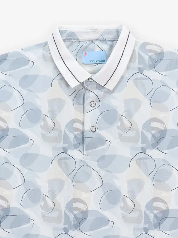 KNITS N THREADS white printed cotton t-shirt