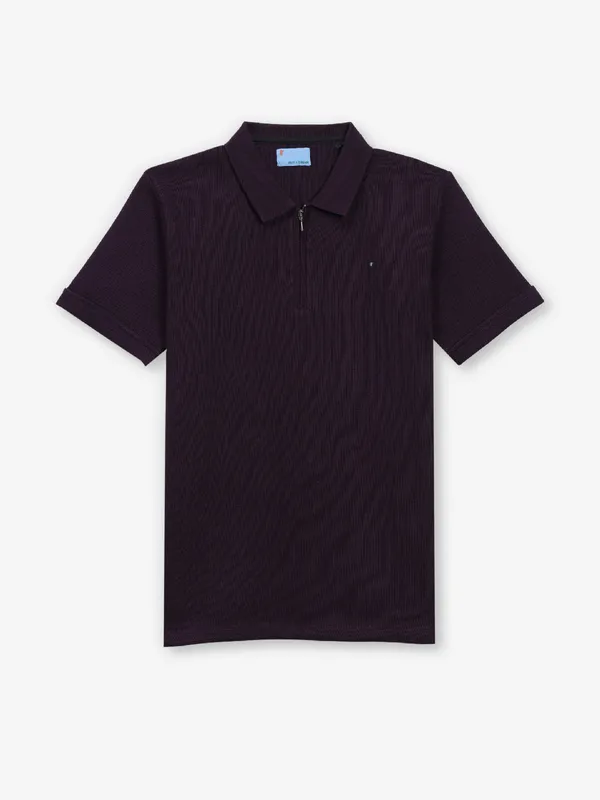 KNITS N THREADS wine plain cotton t-shirt