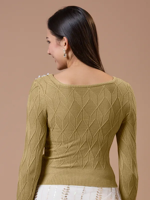 Knitted beige readymade blouse