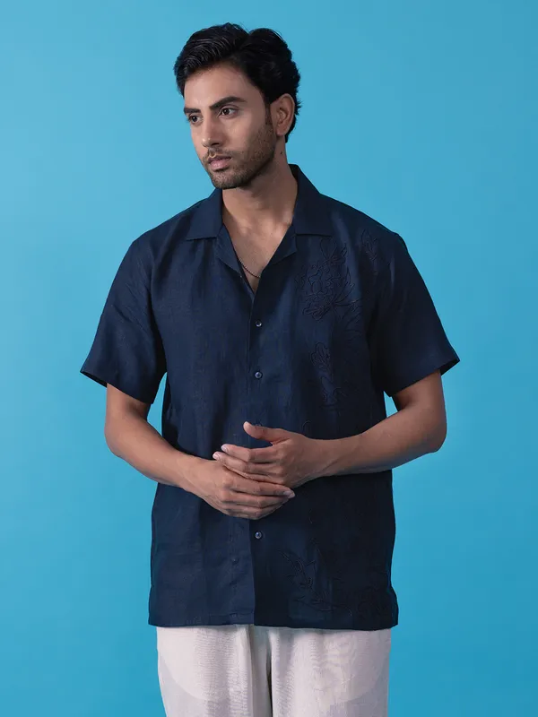 KORA navy cotton shirt for men