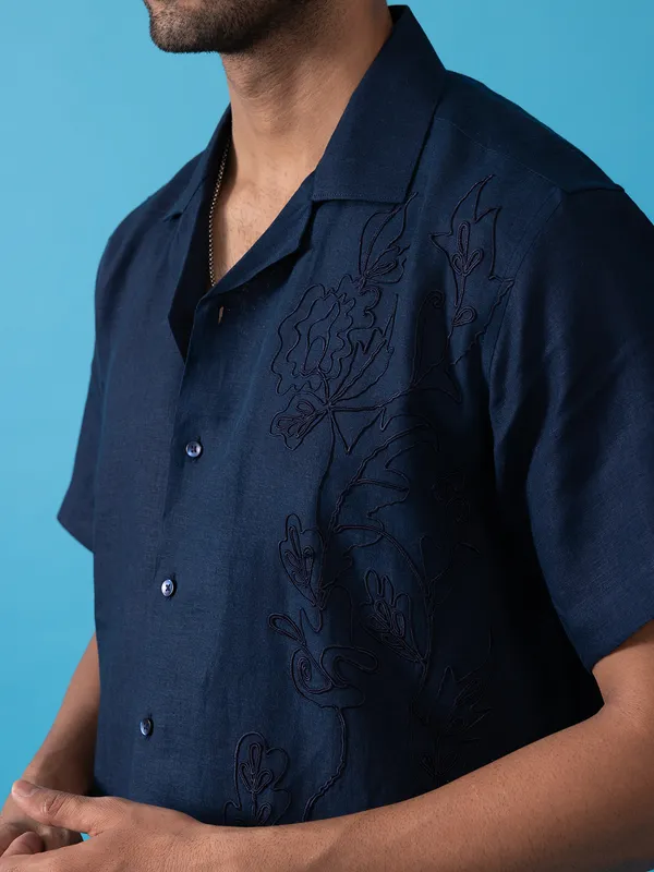 KORA navy cotton shirt for men
