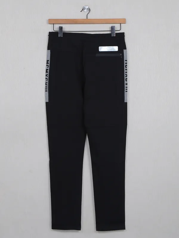 Kozzak black cotton track pant for men
