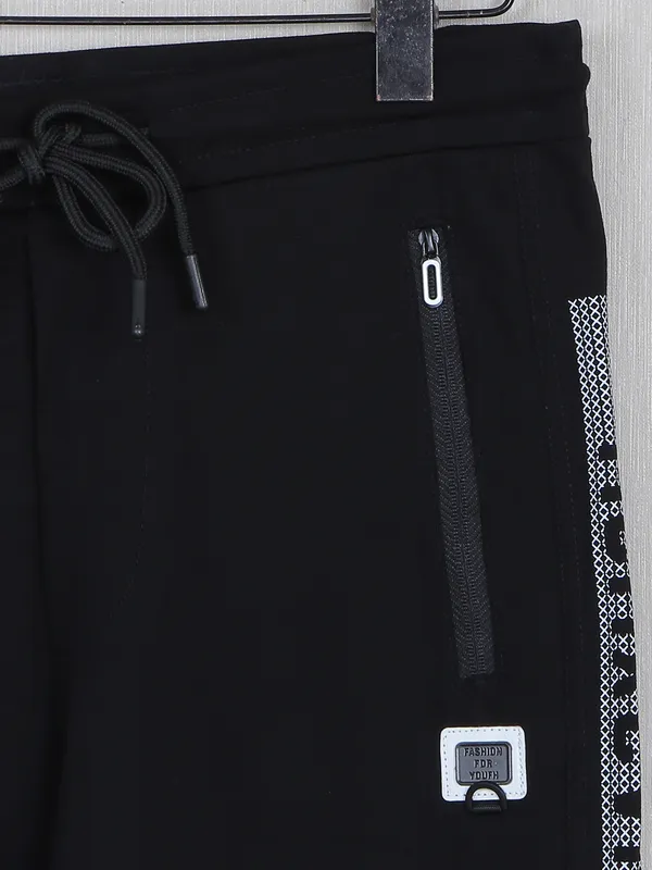 Kozzak black cotton track pant for men