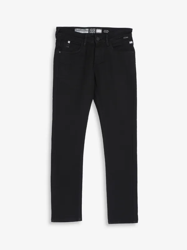 Kozzak black solid super skinny fit jeans