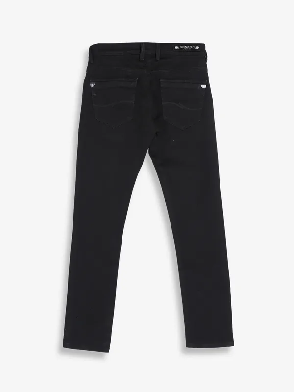 Kozzak black solid super skinny fit jeans