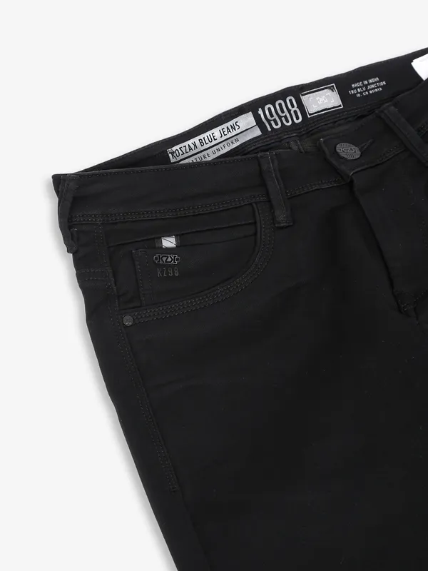 Kozzak black solid super skinny fit jeans