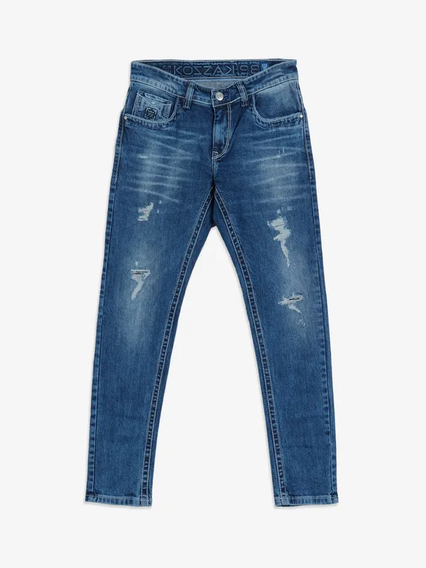 Kozzak blue ripped super skinny jeans