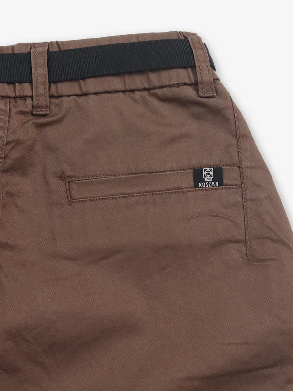 KOZZAK brown solid super skinny fit cargo
