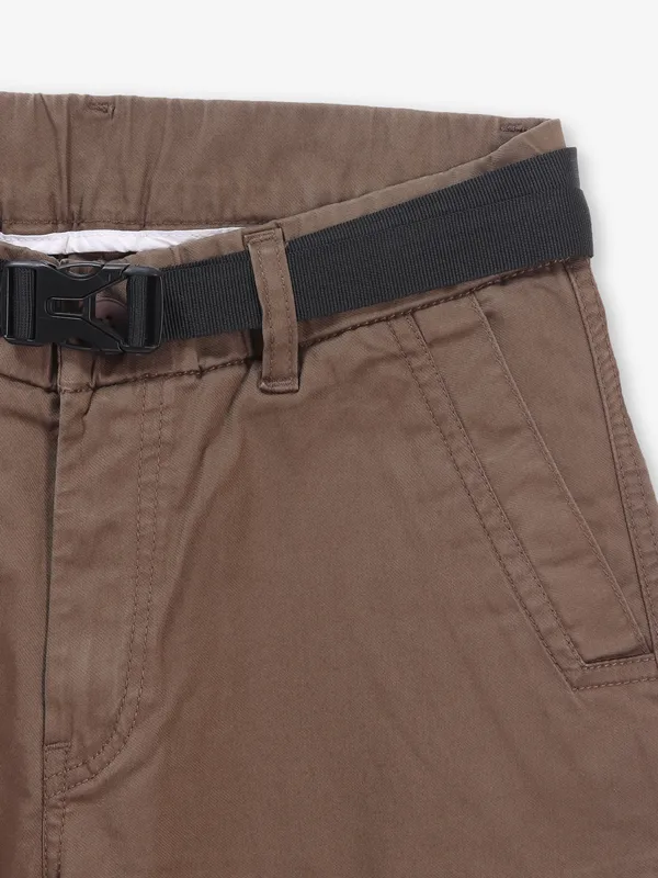 KOZZAK brown solid super skinny fit cargo