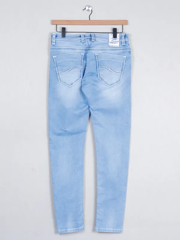 Kozzak denim ice blue skinny fit washed men jeans
