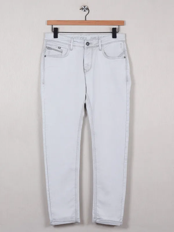 Kozzak grey solid denim skinny fit jeans