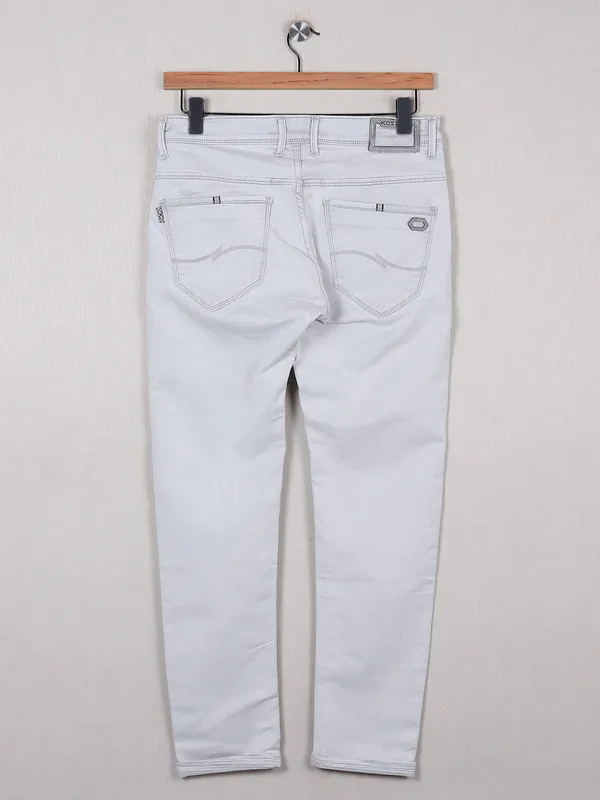 Kozzak grey solid denim skinny fit jeans
