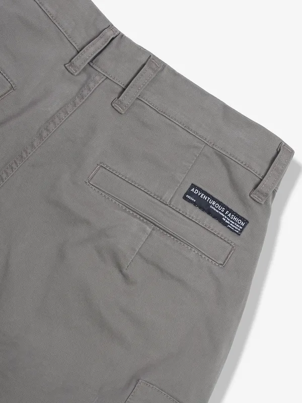 KOZZAK grey solid skinny fit cargo jeans