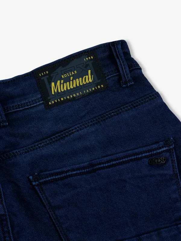 Kozzak indigo blue washed super skinny fit jeans