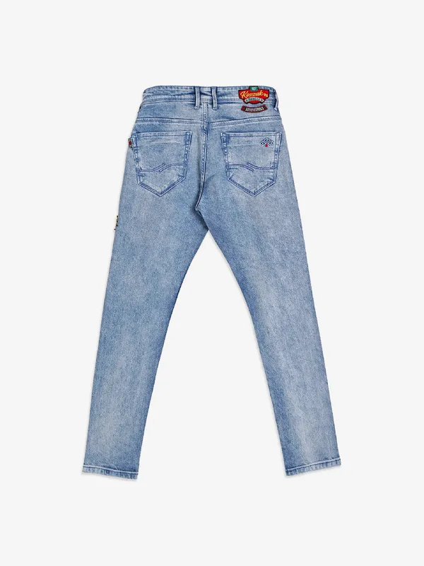 Kozzak light blue washed and ripped jeans