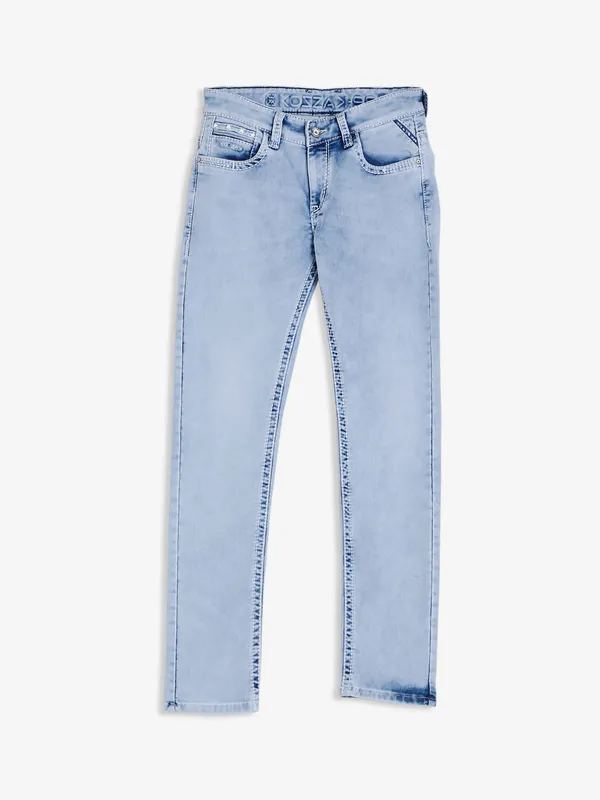 Kozzak light blue washed straight jeans