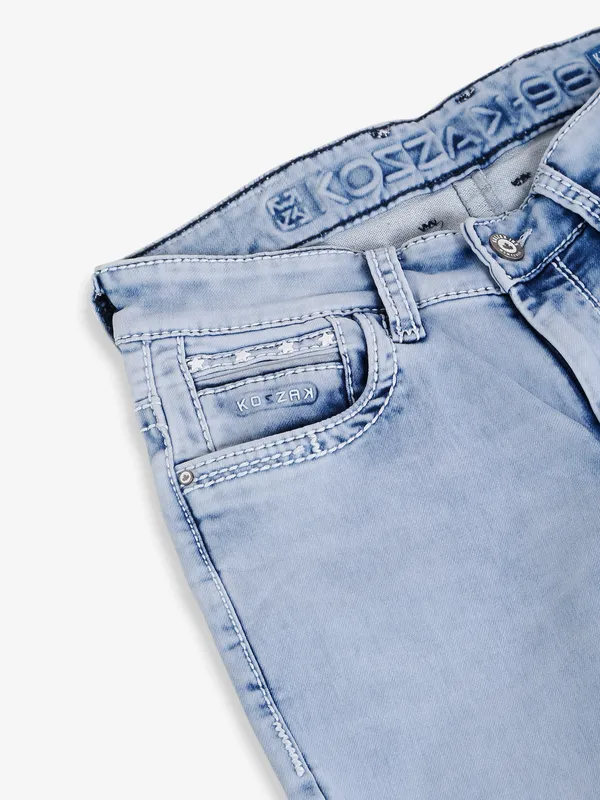Kozzak light blue washed straight jeans