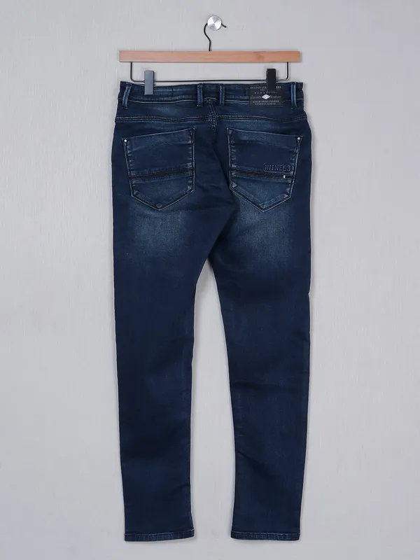 Kozzak navy washed denim jeans for men