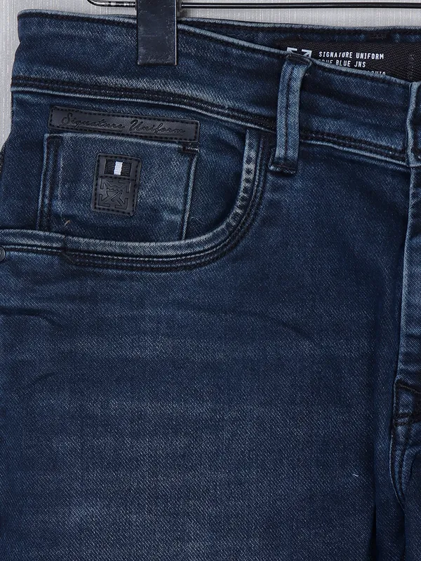 Kozzak navy washed denim jeans for men