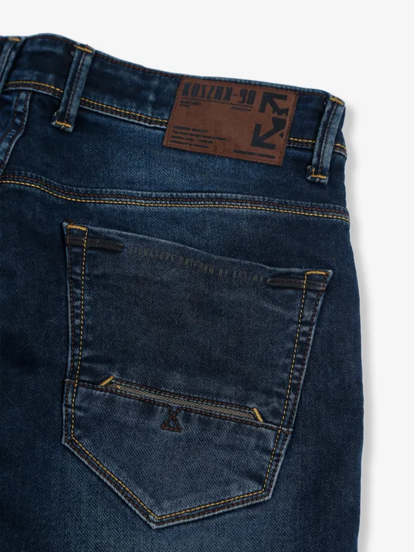Kozzak navy washed skinny fit jeans