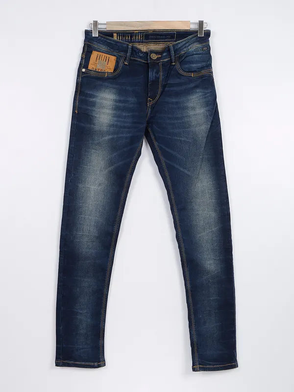 Kozzak navy washed super skinny fit jeans