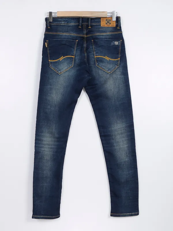 Kozzak navy washed super skinny fit jeans