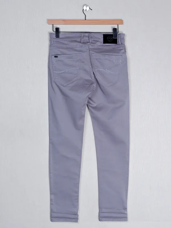 Kozzak skinny fit dove grey solid denim jeans