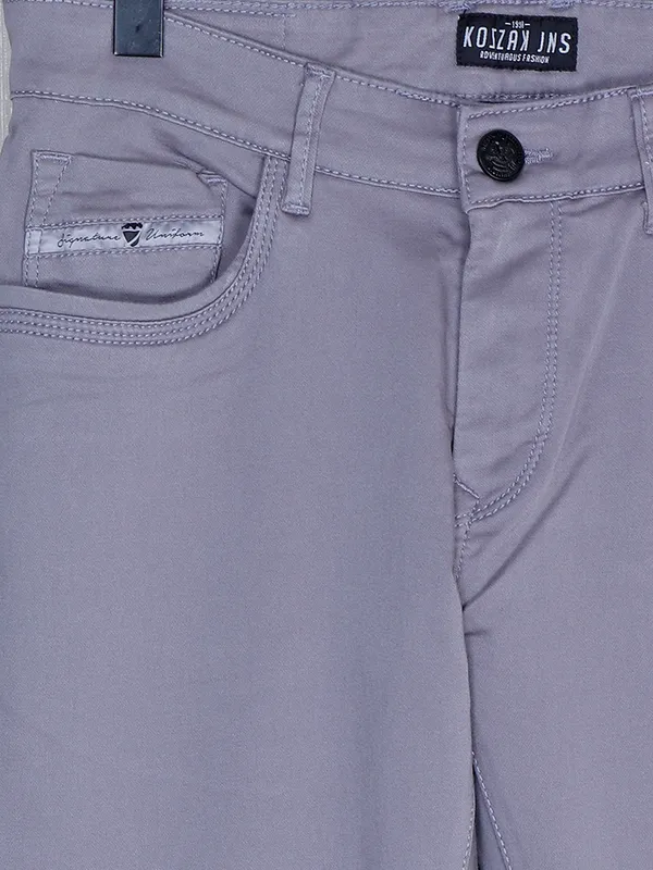 Kozzak skinny fit dove grey solid denim jeans