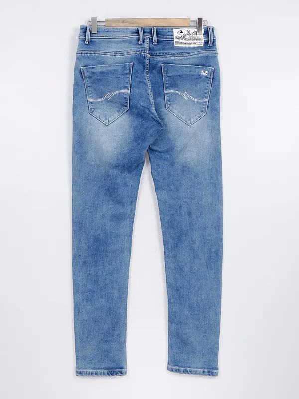 Kozzak sky blue super skinny fit washed jeans