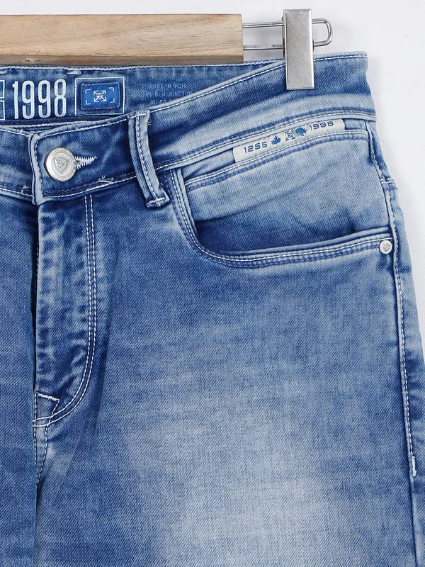 Kozzak sky blue super skinny fit washed jeans