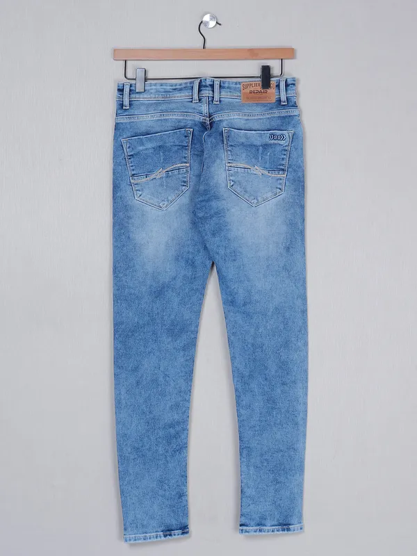 Kozzak slim fit sky blue washed denim jeans