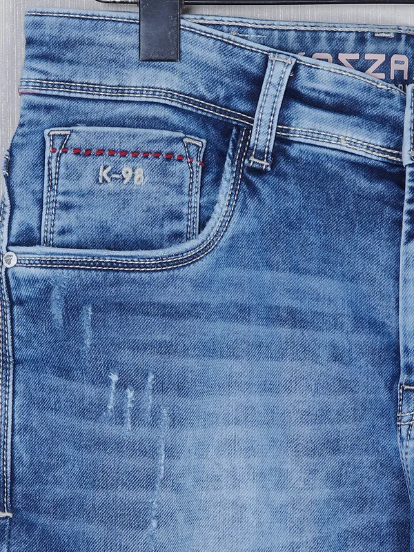 Kozzak slim fit sky blue washed denim jeans