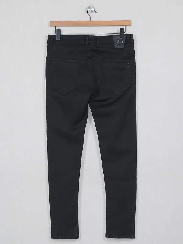 Kozzak solid black denim jeans for mens