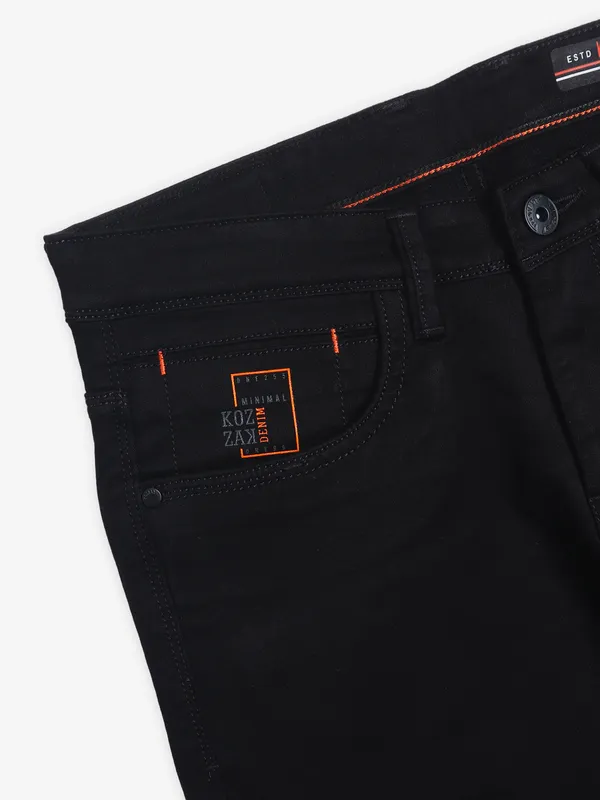 KOZZAK solid black denim skinny fit eans